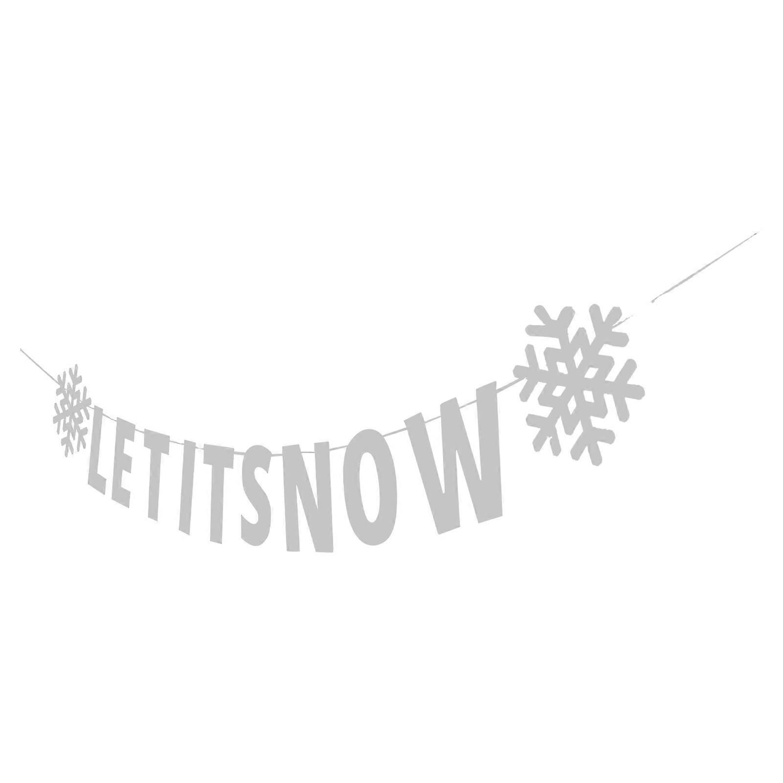 Silver Snowflake Let It Snow Banner for Hanging Decor Winter Party