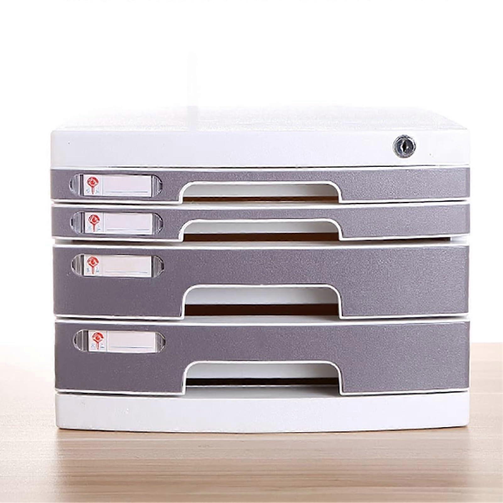 Office File Cabinet with Lock, 4 Drawer PP Desktop Document Organizer with Index Labels for Home and Office