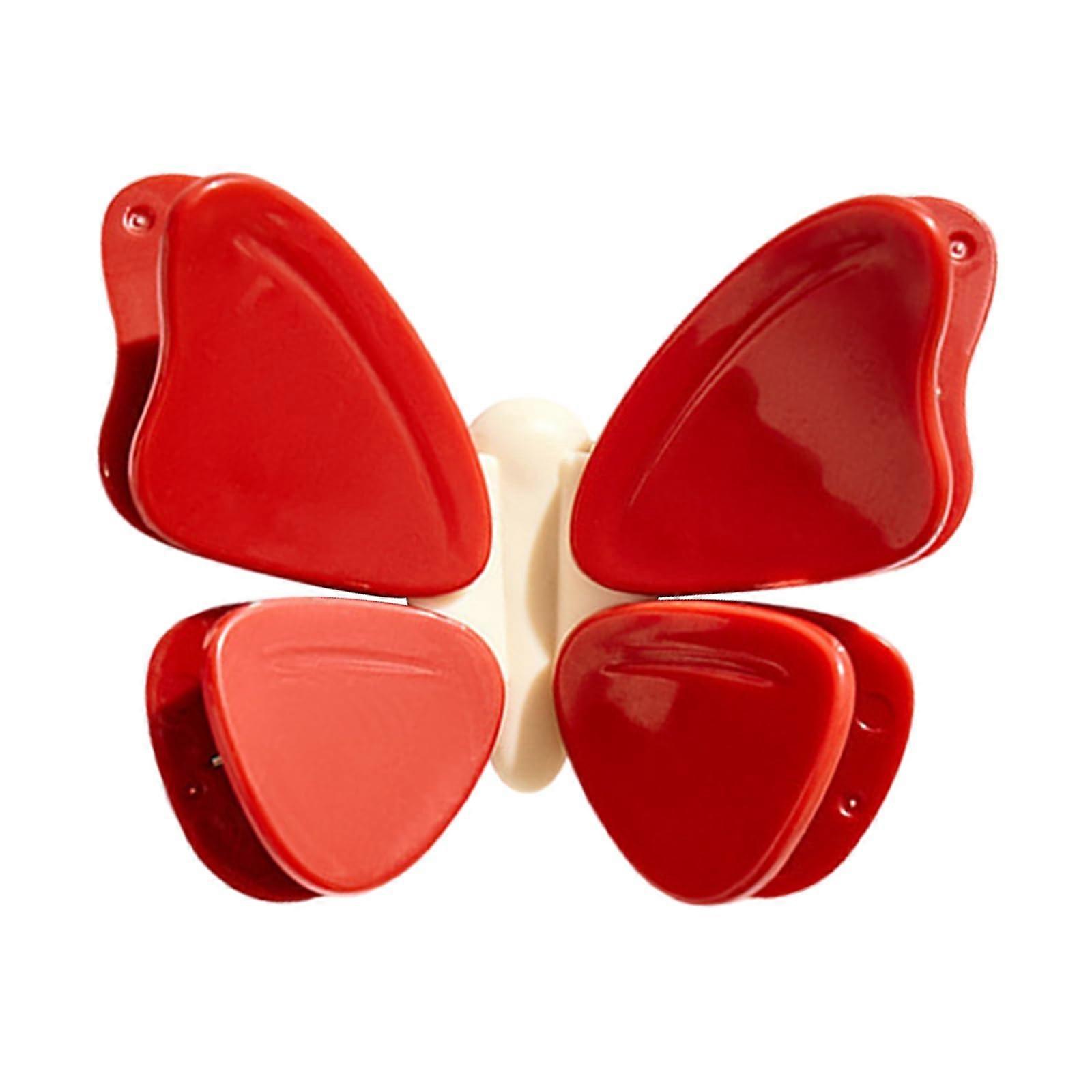 Butterfly Magnetic Chip Clips with Detachable Fridge Magnet for Food Storage, Snacks and Notes (Red)