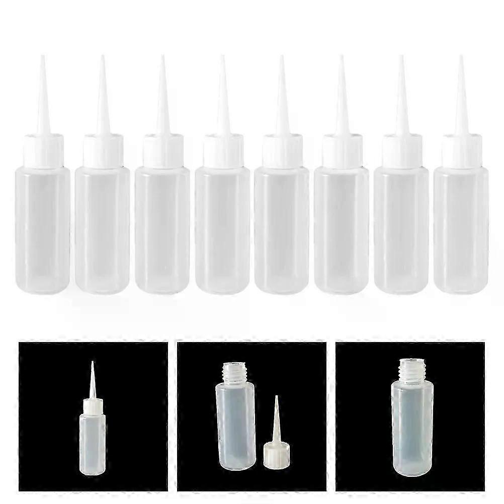 8pcs Refillable Empty Bottle Plastic Squeeze Bottle 50ml Pointed Mouth Bottles