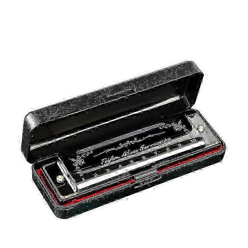 10 Hole 20 Harmonica Blues Deluxe Harmonika Beginner C Harmonika - Černá f26