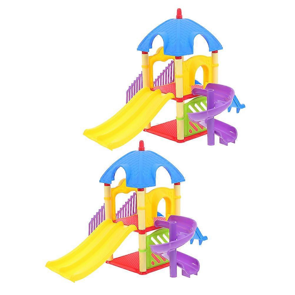 Miniature Playground Slide Toy Model for Playing 2Pcs Durable Home Ornament