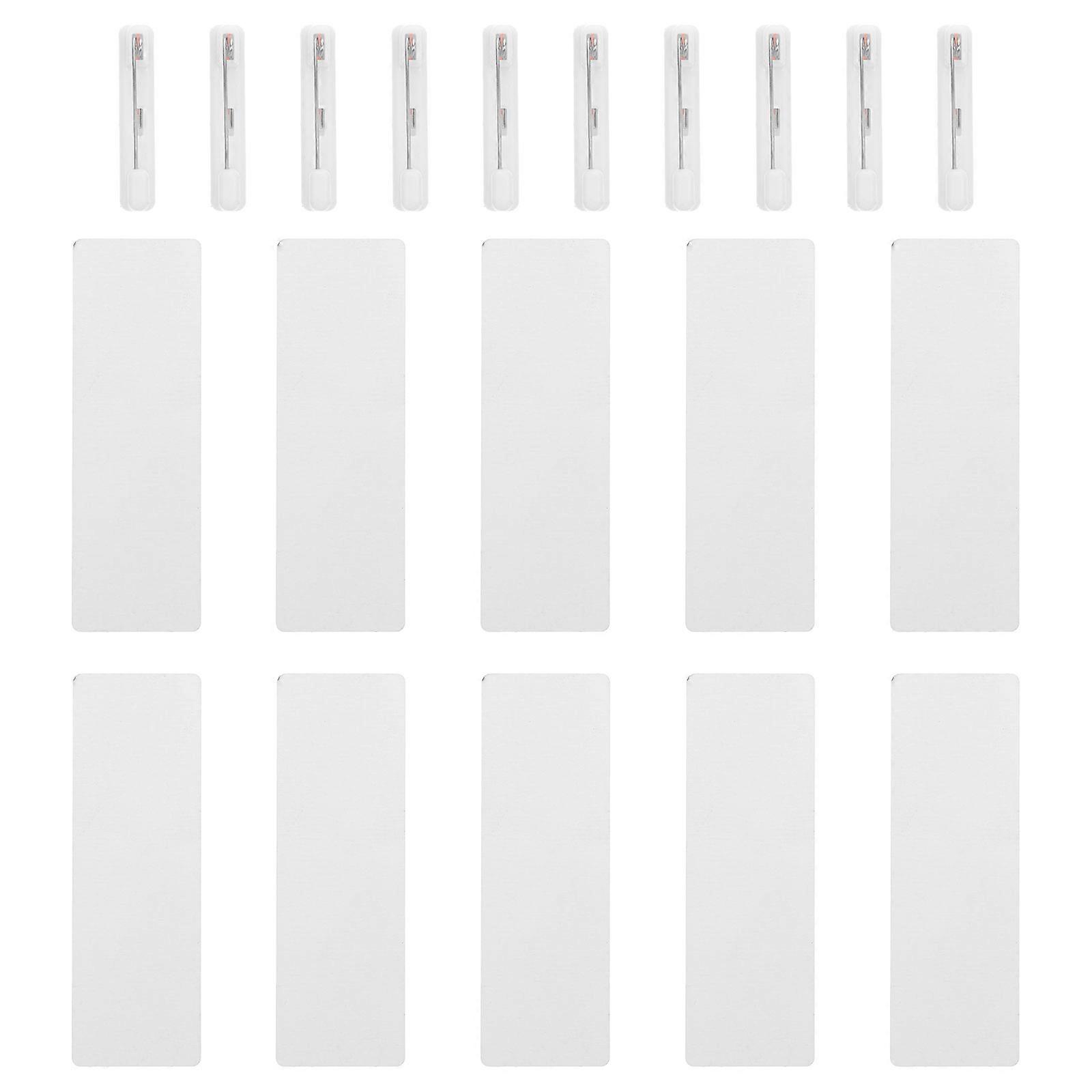 Wooden Blank Name Tags for DIY with Clips 10Pcs Identification Badges