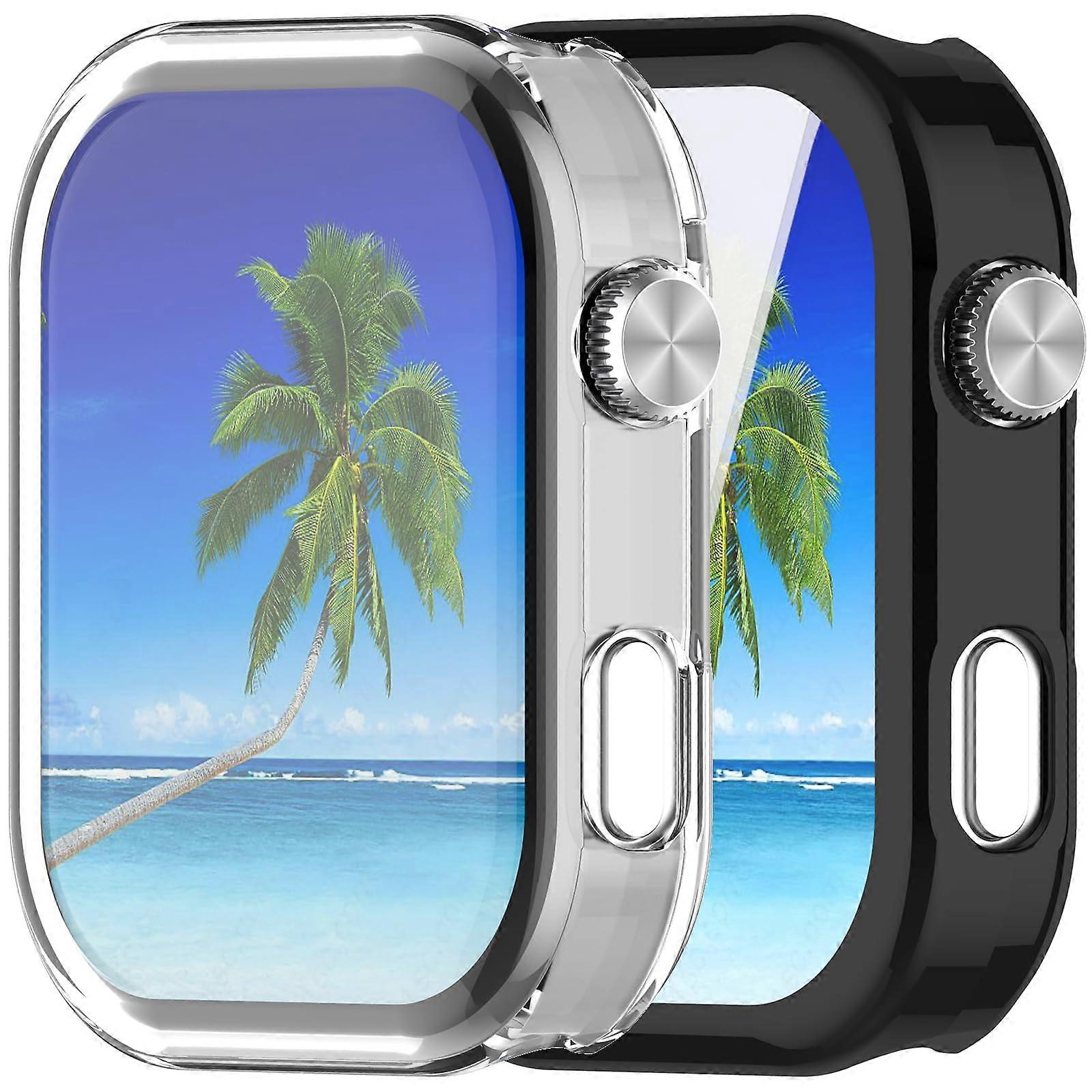 Case with Screen Protector TPU Shockproof Full Coverage Bumper Black and Clear for Redmi Watch 6