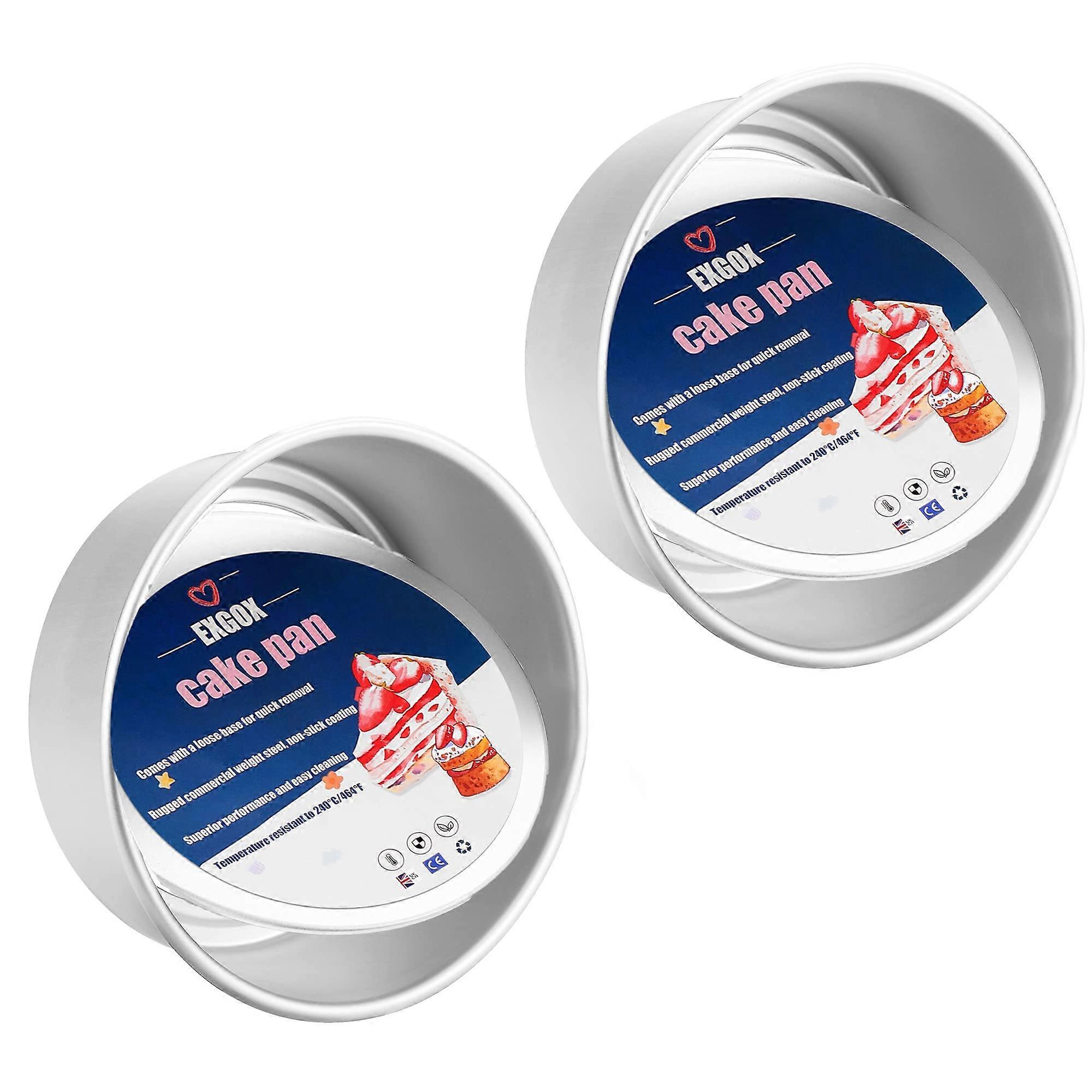 2 Pack 8 Inch NonStick Deep Round Cake Pan with Removable Bottom for Wedding Birthday Baking