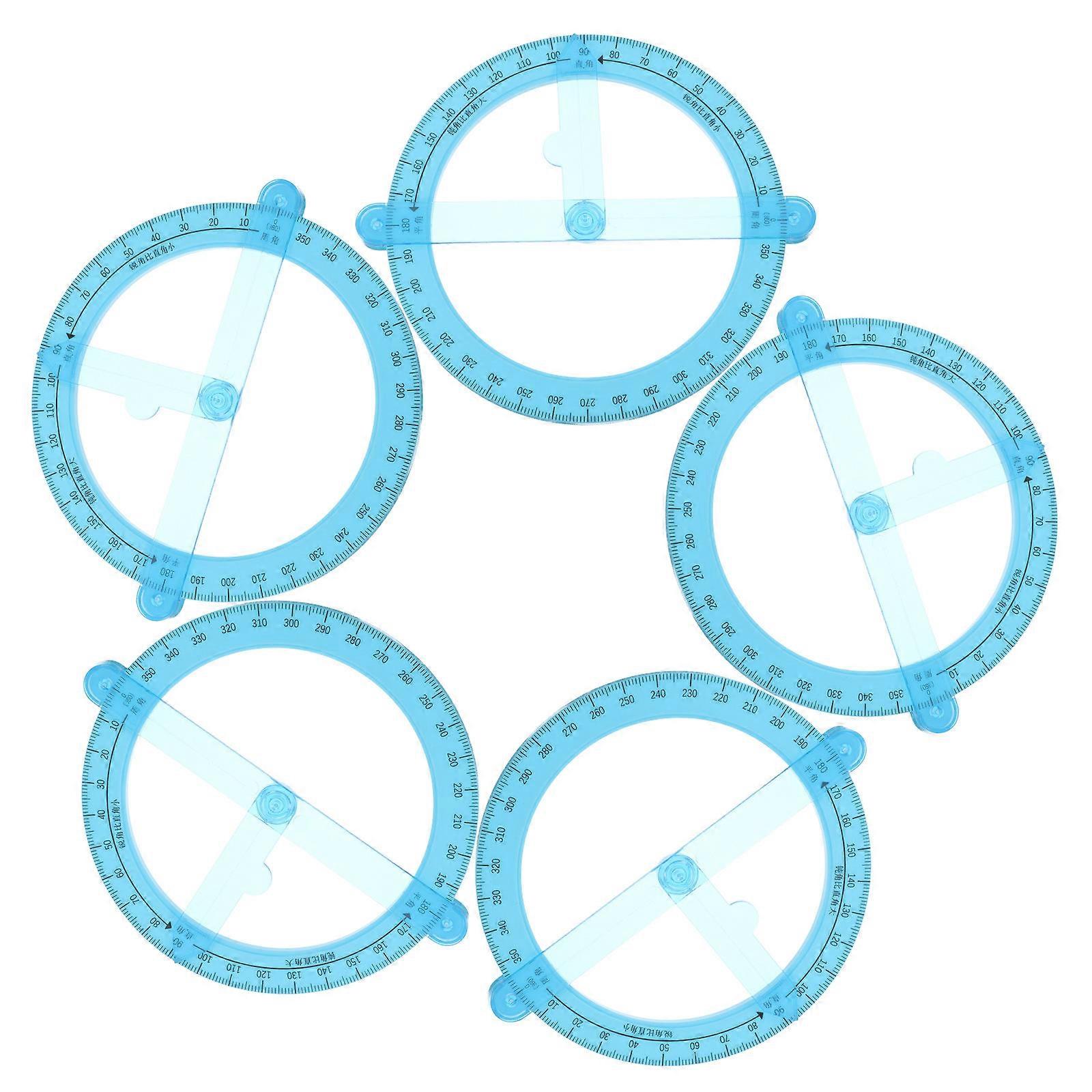 Swing Arm Protractor Blue Circular Movable Angle Protractor for Technical Drawing 25Pcs