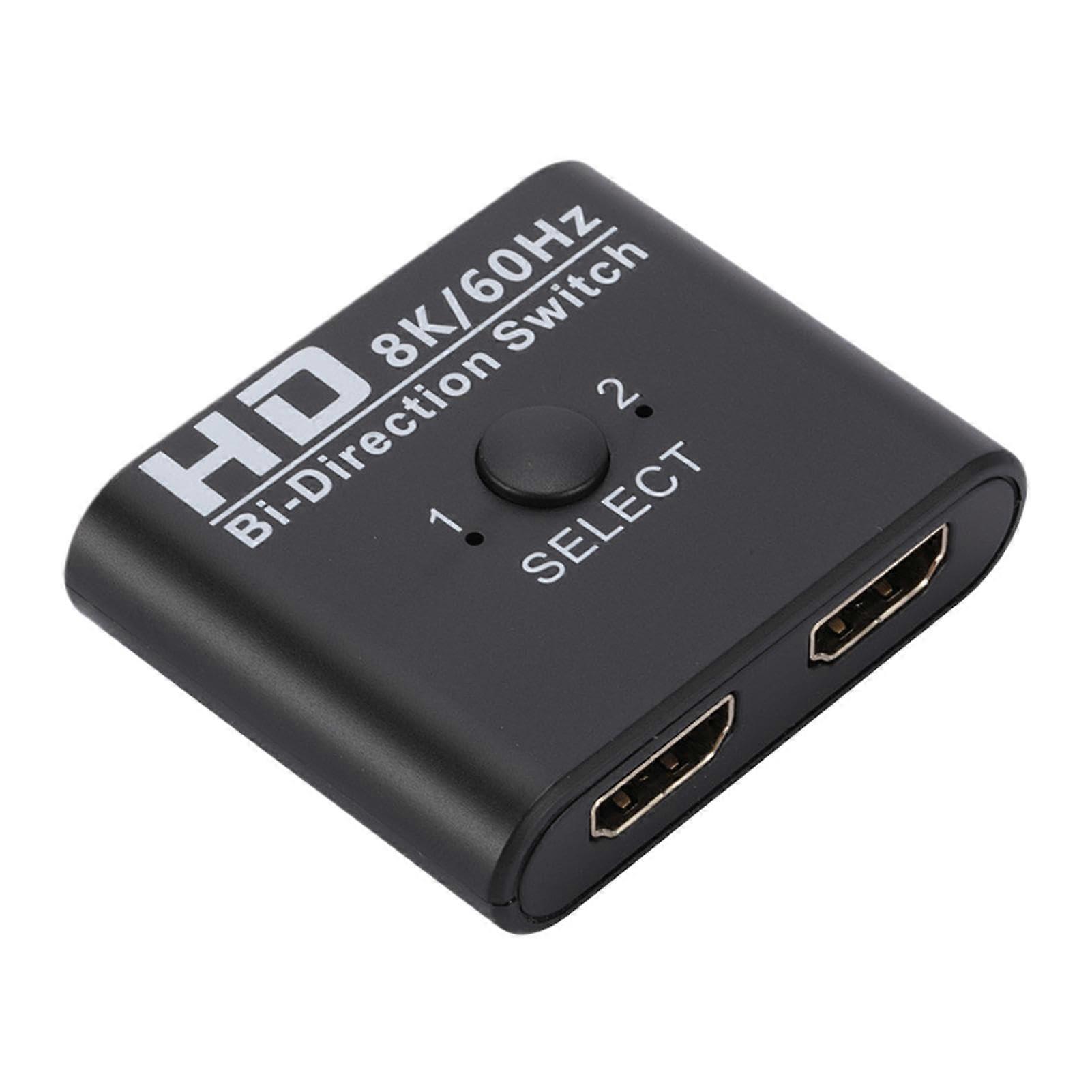 HDMI Switch Splitter 8K Ultra HD BiDirectional 1 In 2 Out for TV Projector Monitor