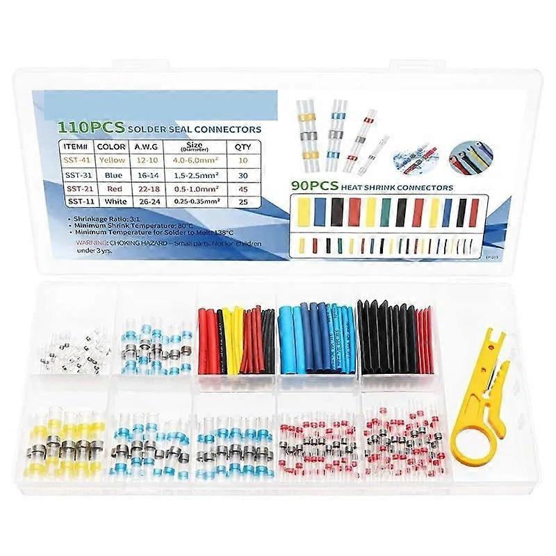 200PCS Heat Shrink Wire Connectors and Tubing Kit with Stripping Knife for Secure Connections