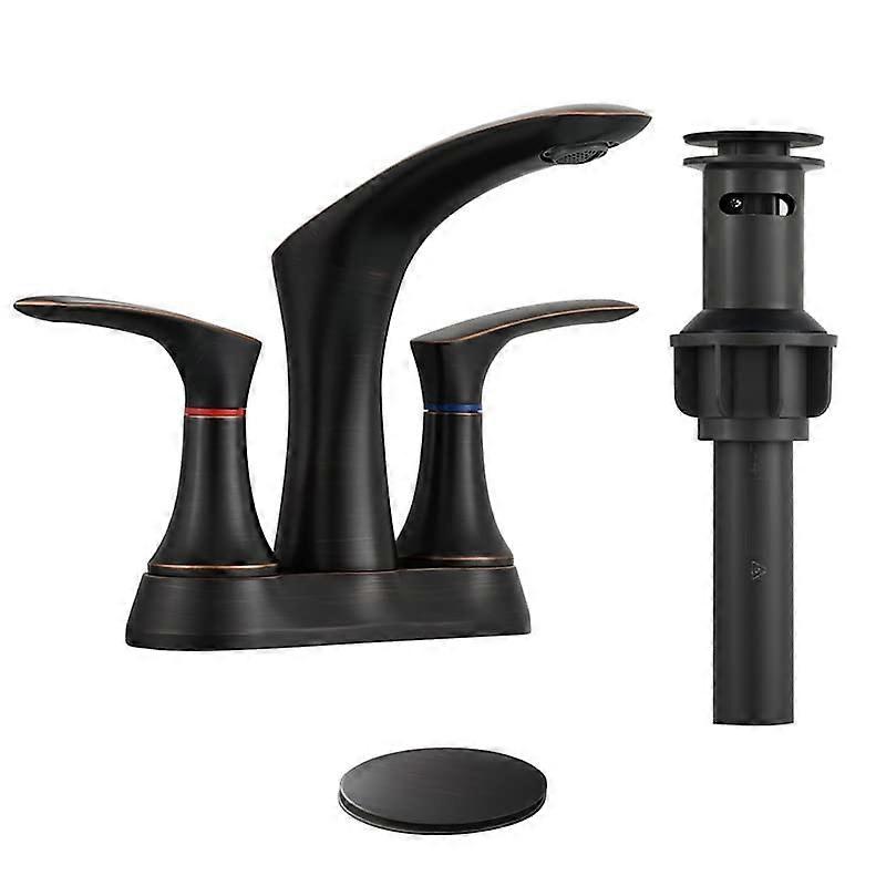 Double Handle Hot and Cold Basin with Drain Set, Model A, 2-Hole Design, Bathroom Sink