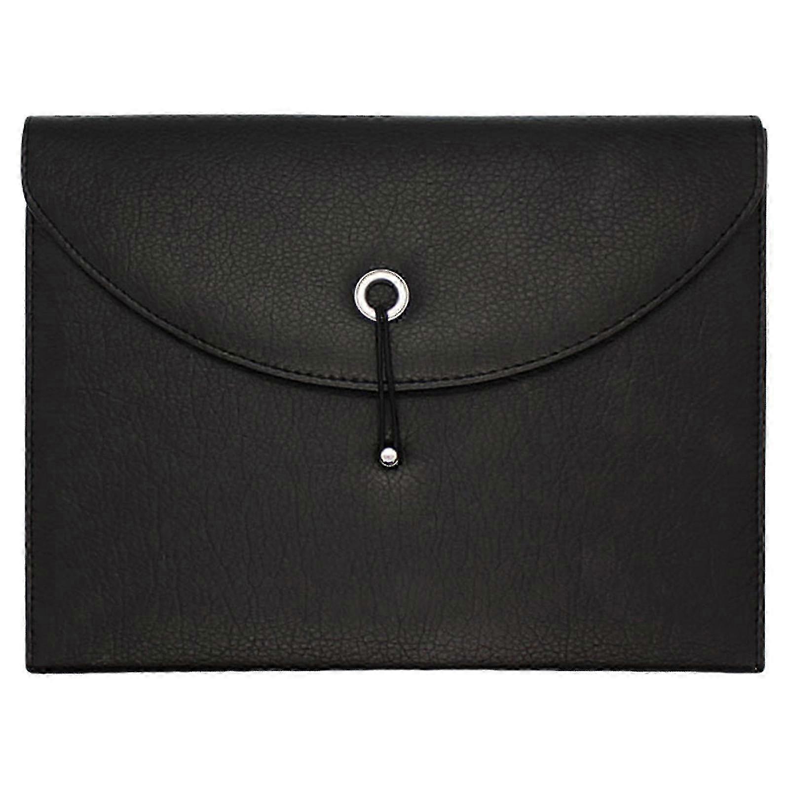 Large-capacity reusable document bag for storing meeting materials, made of faux leather, multi-functional document bag, office supplies.