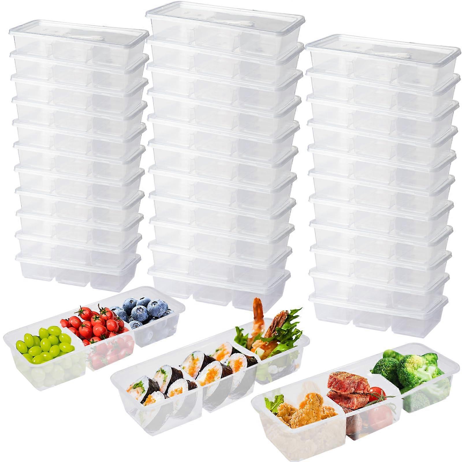 25 Pack Meal Prep Containers 12oz 3Compartment with Lids, LeakProof Microwave Freezer Safe