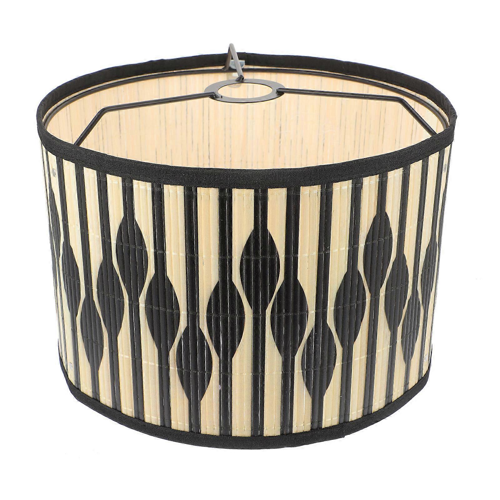 Decorative Bamboo Lampshade Geometric Pattern Light Cover Replacement 2Pcs