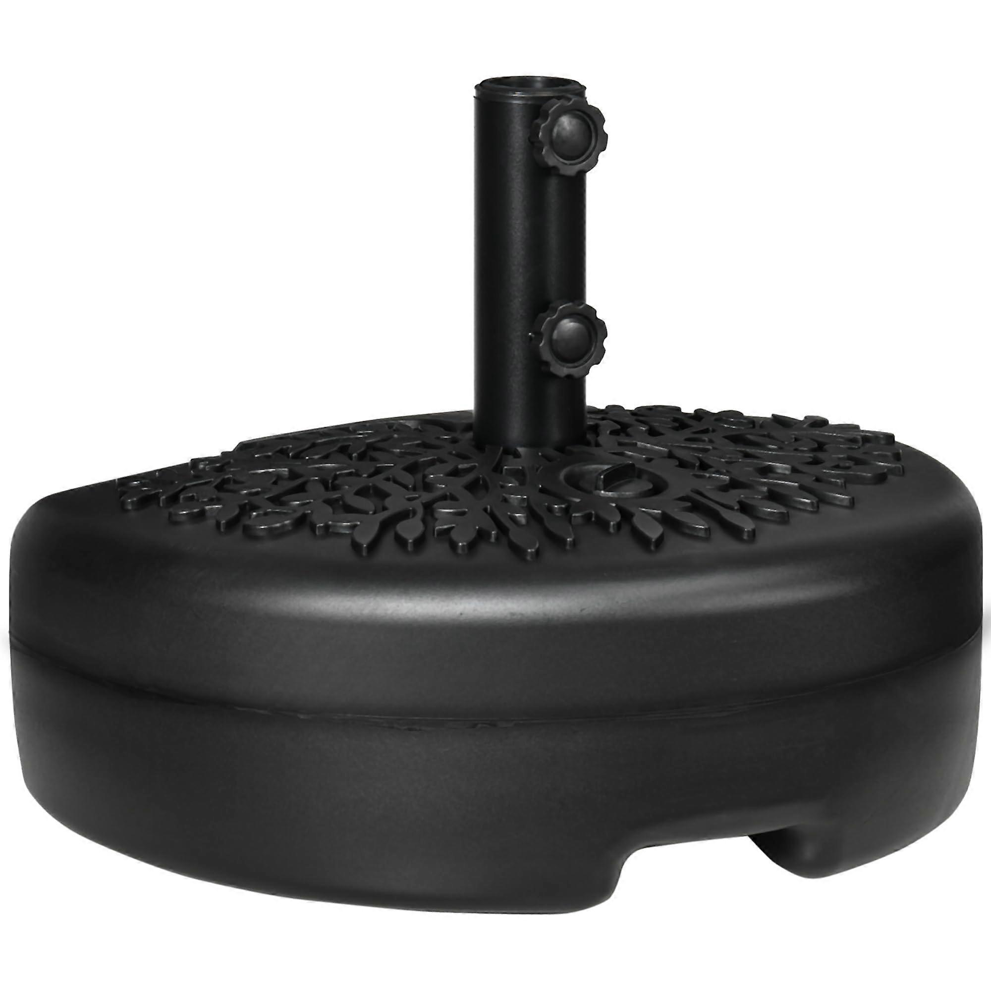 Half Patio Umbrella Base, Fillable Half Round Stand with Secure Knobs for Deck, Garden, Black NO234