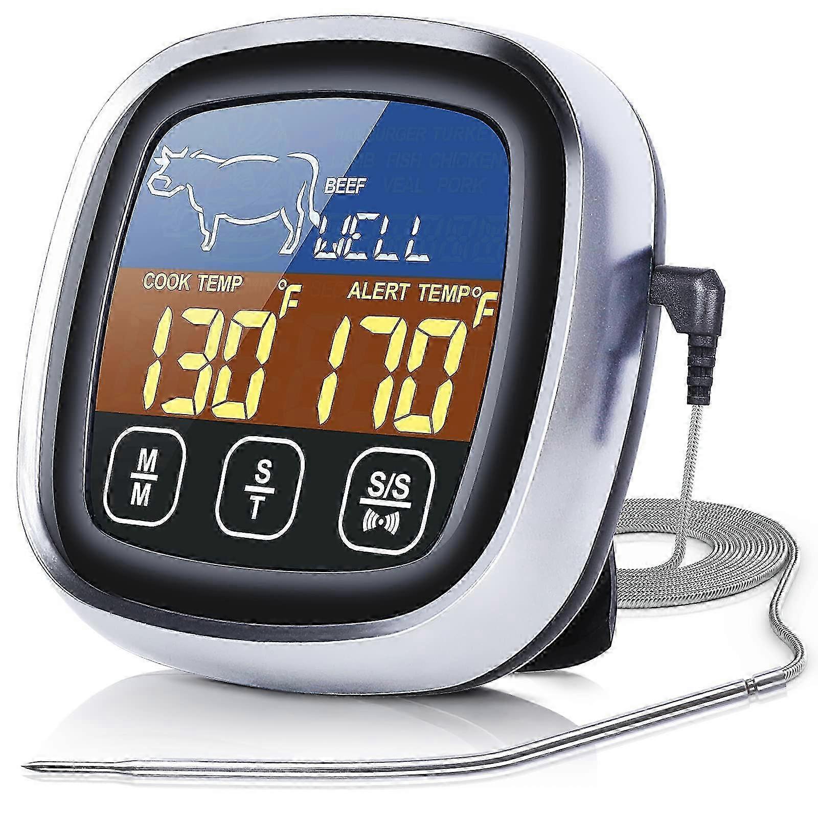 Digital meat thermometer with long probe, touchscreen LCD 26-27s