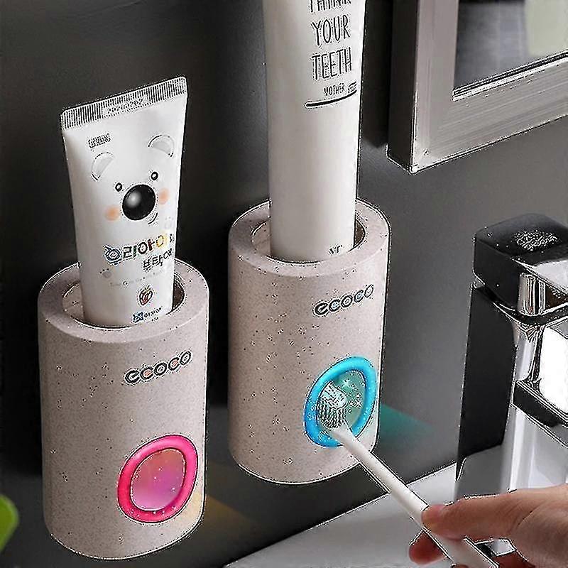 26-27 Automatic Toothpaste Dispenser Dust-proof Toothbrush Holder Wall Mount Stand Toothpaste Squeezer Bathroom