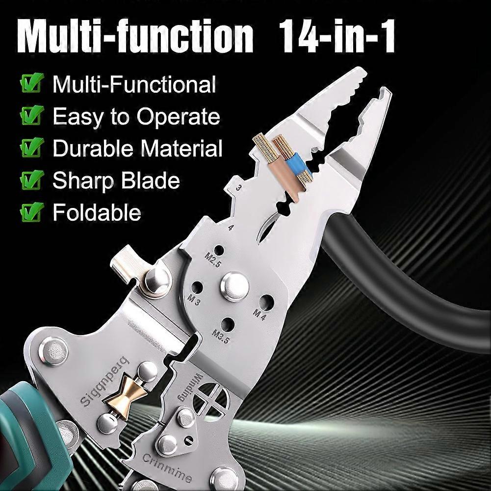 Multi-Function Foldable Wire Stripper with Voltage Tester,Wire Stripper &Tester for Stripping,Shearing,Peeling,Cutting