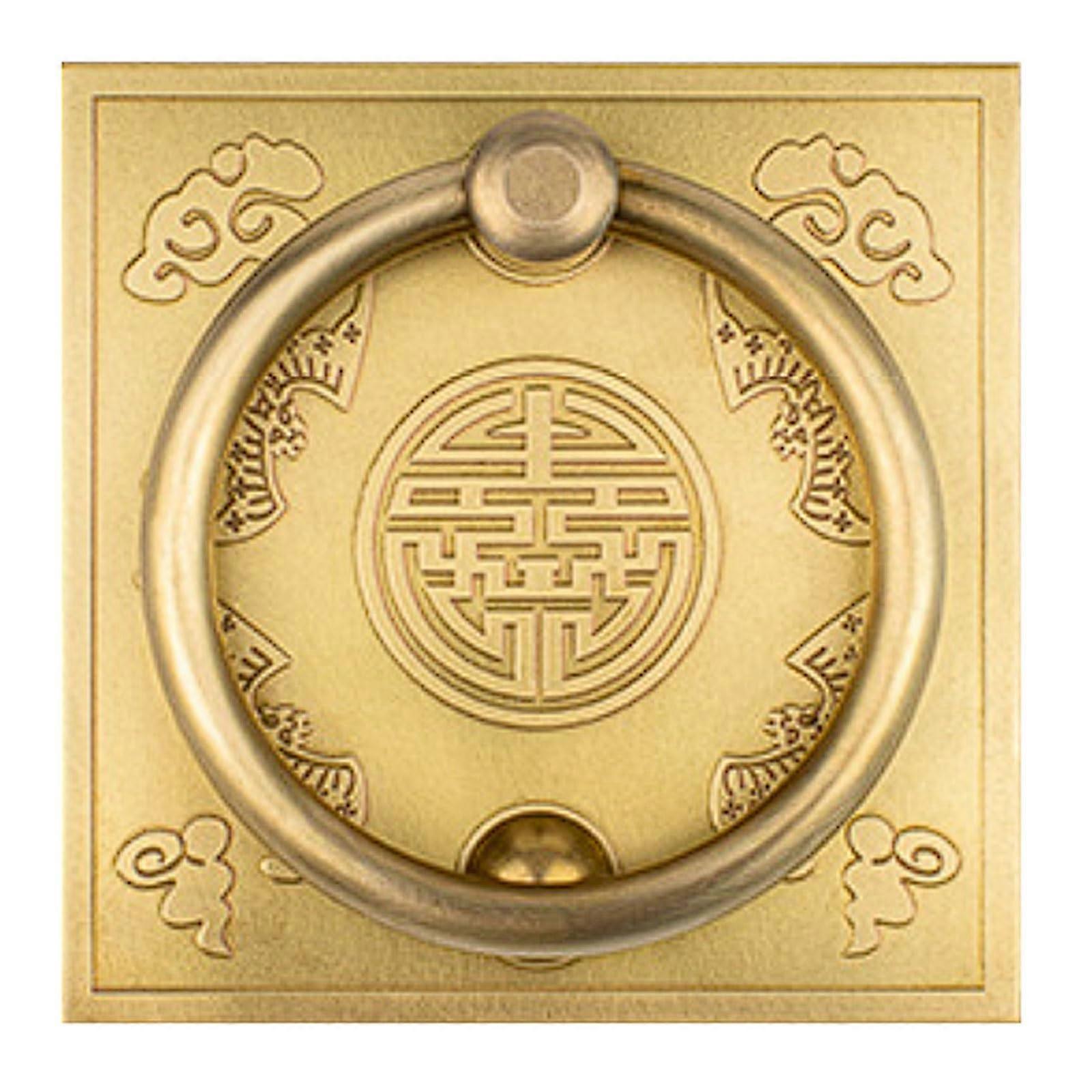 Chinese Brass Door Handle Double Happiness Bat Pattern Solid Brass Furniture Pull Ring 13cm