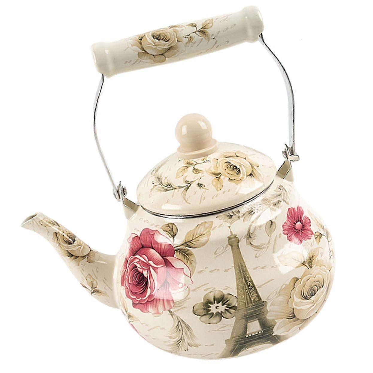 Tea Kettle with Heat Insulating Handle, Induction Stove Compatible Ceramic Teapot for Home Kitchen