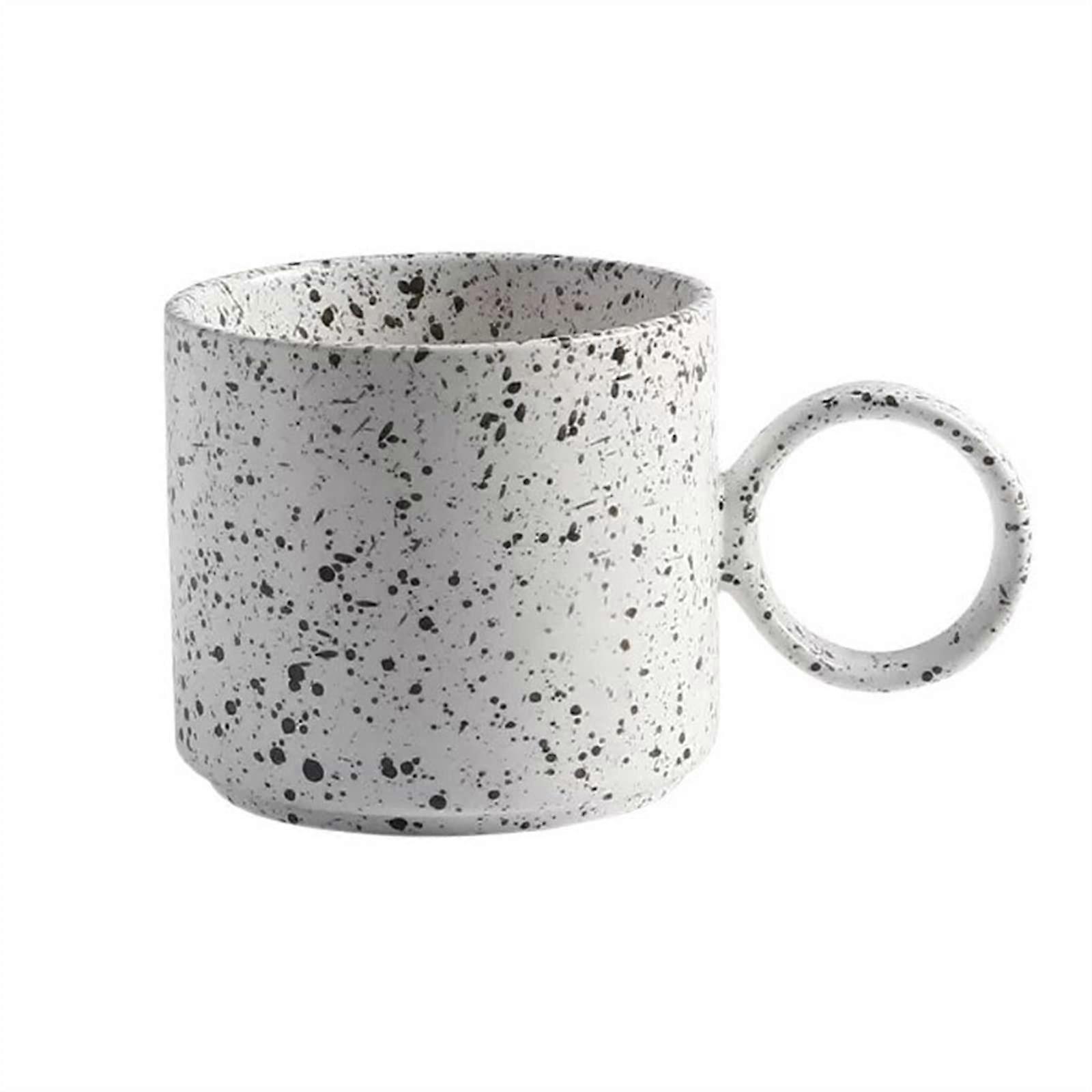 Ceramic Coffee Mug 400ml Large Capacity with Ergonomic Handle Artistic Ink Pattern for Home and Office