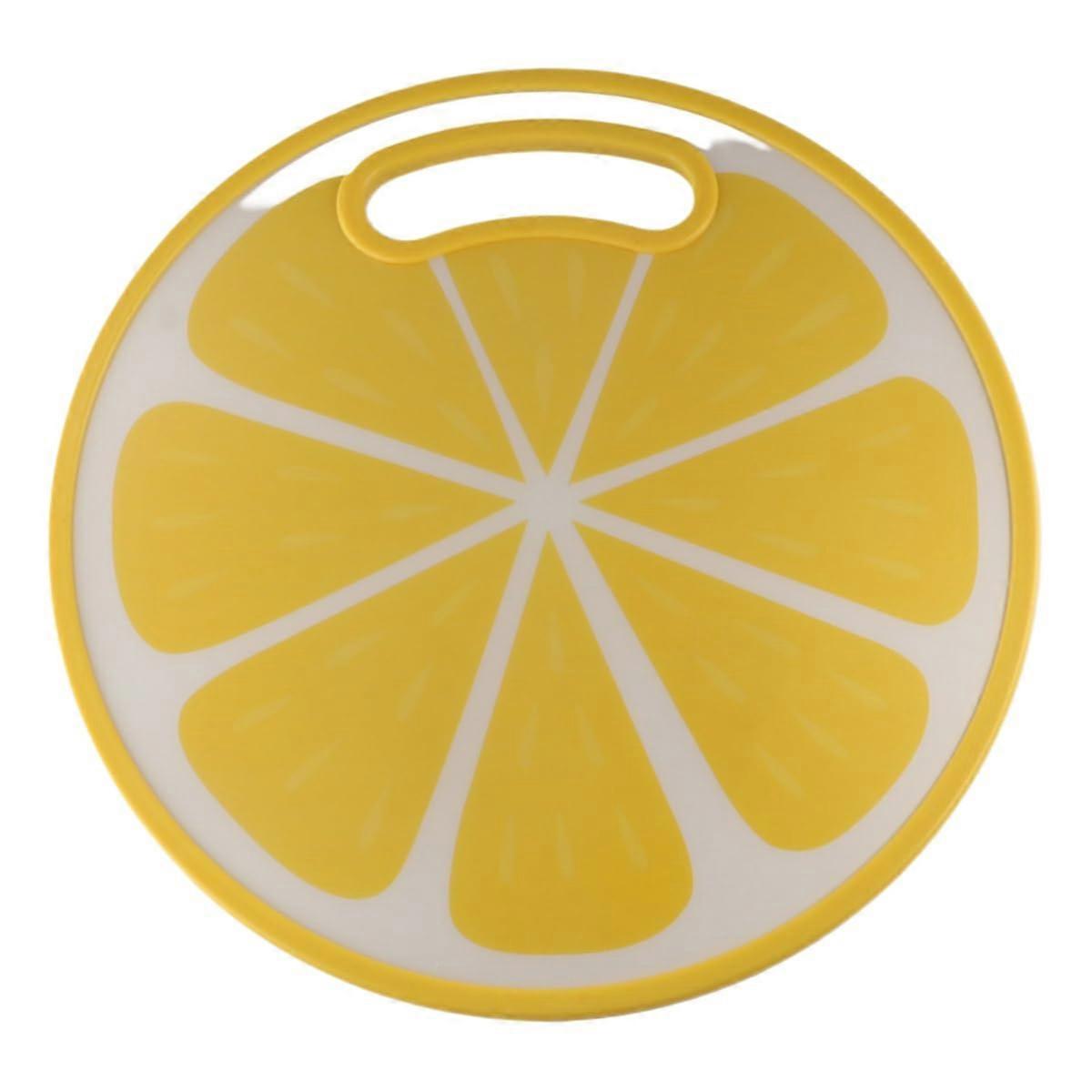 Lemon Pattern Plastic Cutting Board, DoubleSided NonSlip Surface, Yellow Fruit Shape, Hanging Storage