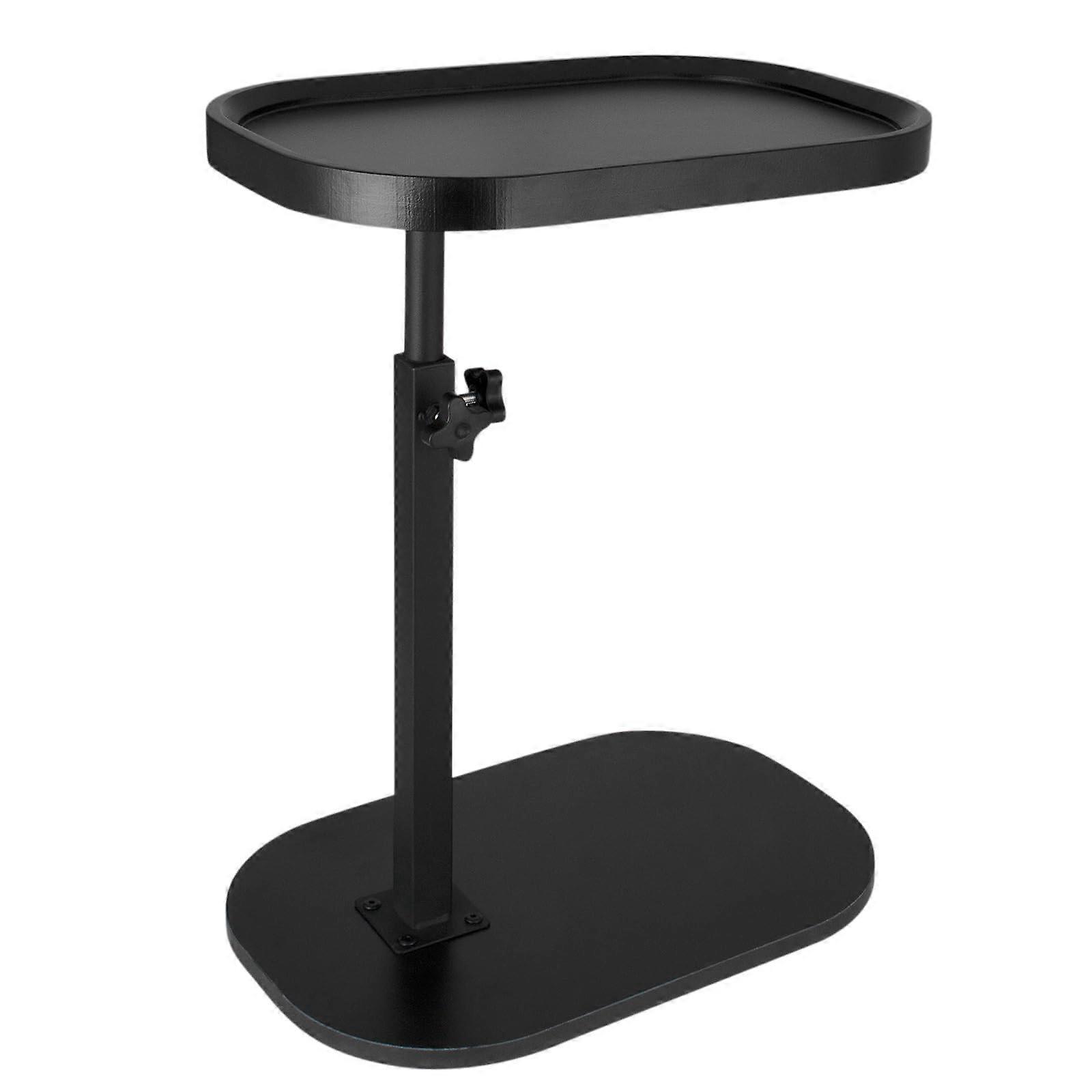 C Shaped Side Table Adjustable Height with 360° Rotating  for Sofa Bed Space Saving Black