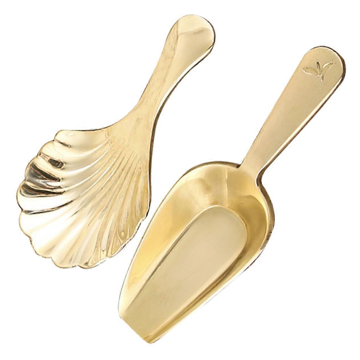 2pcs Brass Tea Scoop Set for Loose Leaf Tea and Coffee, Small Elegant Spoon with Precise Measuring