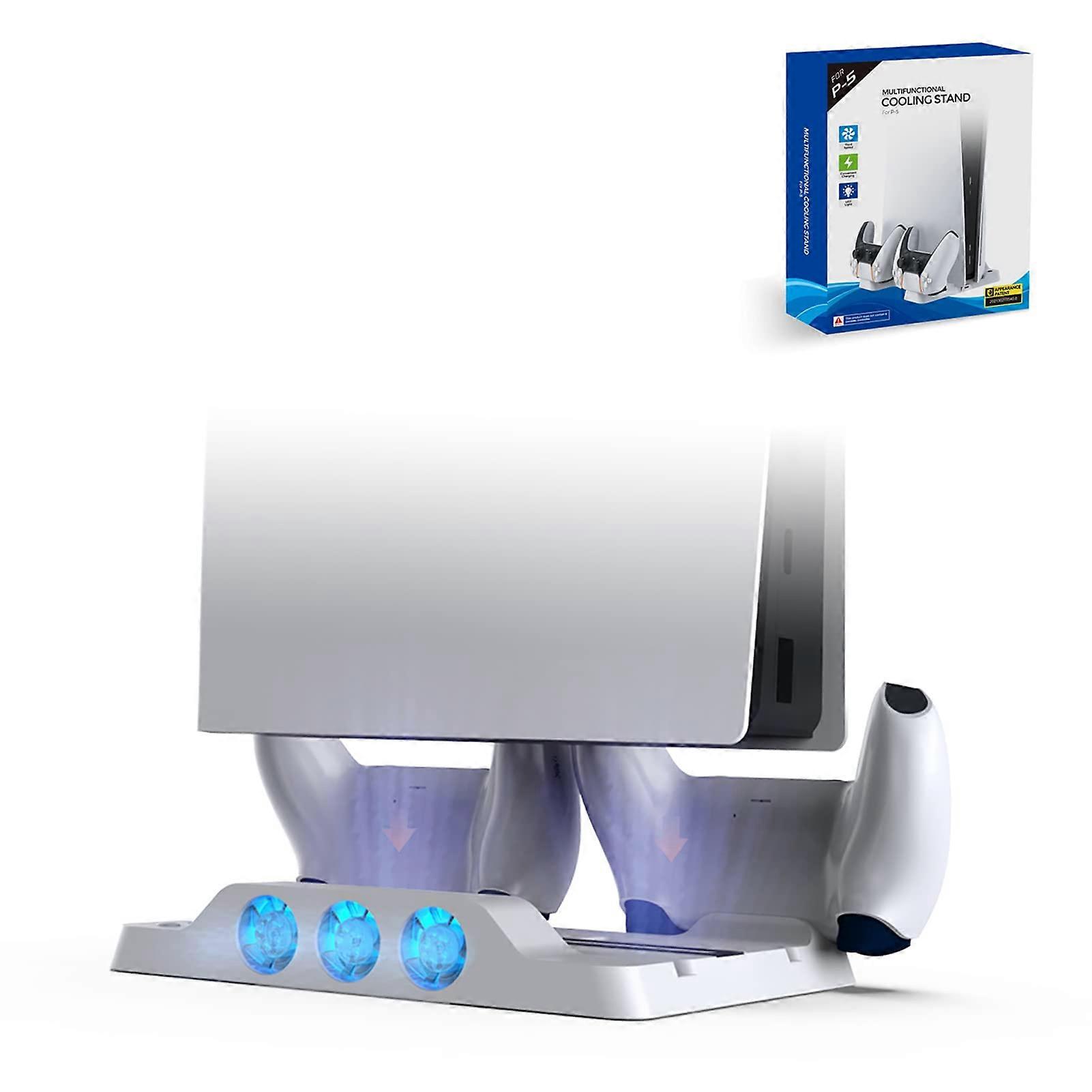 Cooling and Charging Stand for PS5 with Adjustable Fan Speeds and Dual Controller Charging