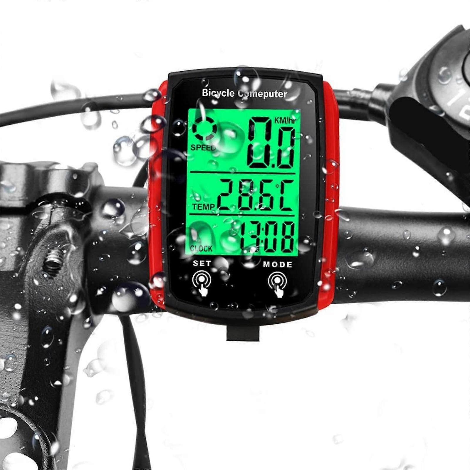Wireless Waterproof Bike Speedometer and Odometer with Large LCD Backlight Display, 19 Functions