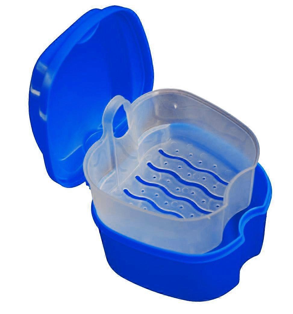 Denture Bath Box with Removable Hanging Net, Secure Lid Denture Cleaning Case for Travel