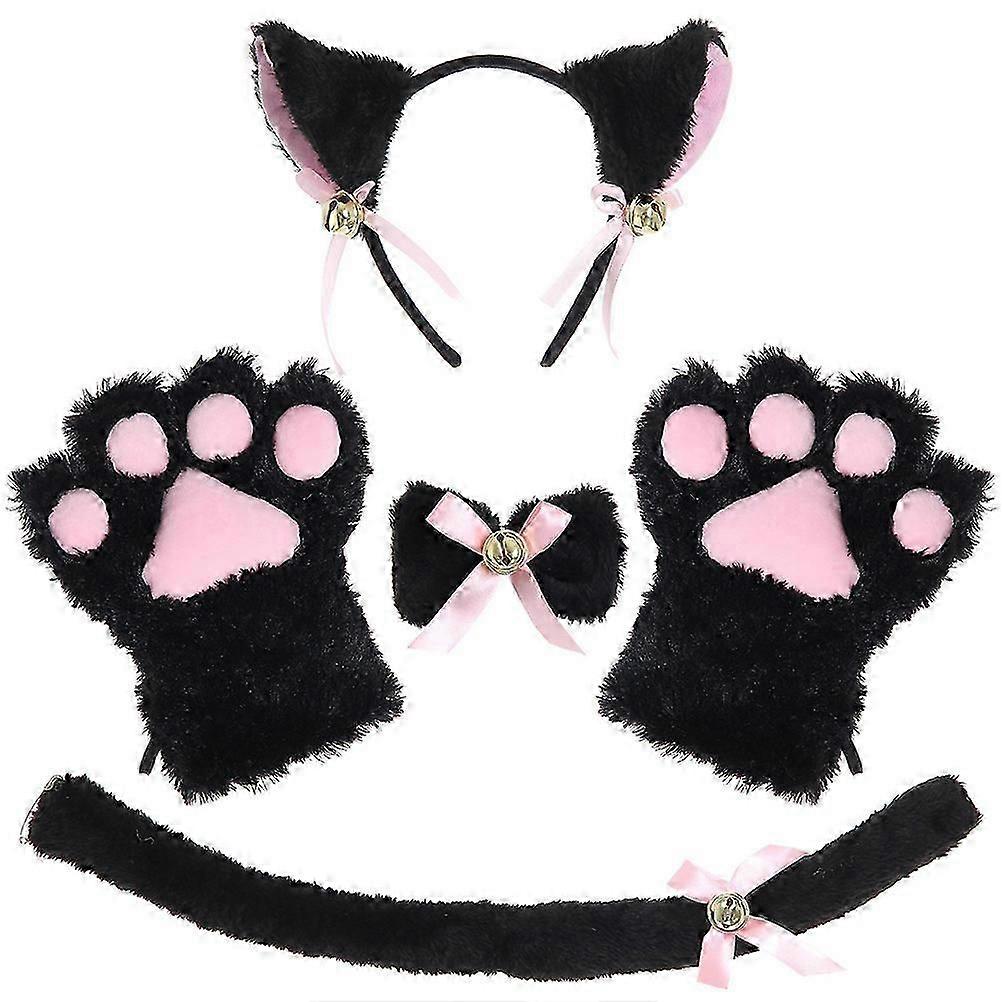 Cat Cosplay Kit, Ears, Tail, Collar & Gloves for Halloween