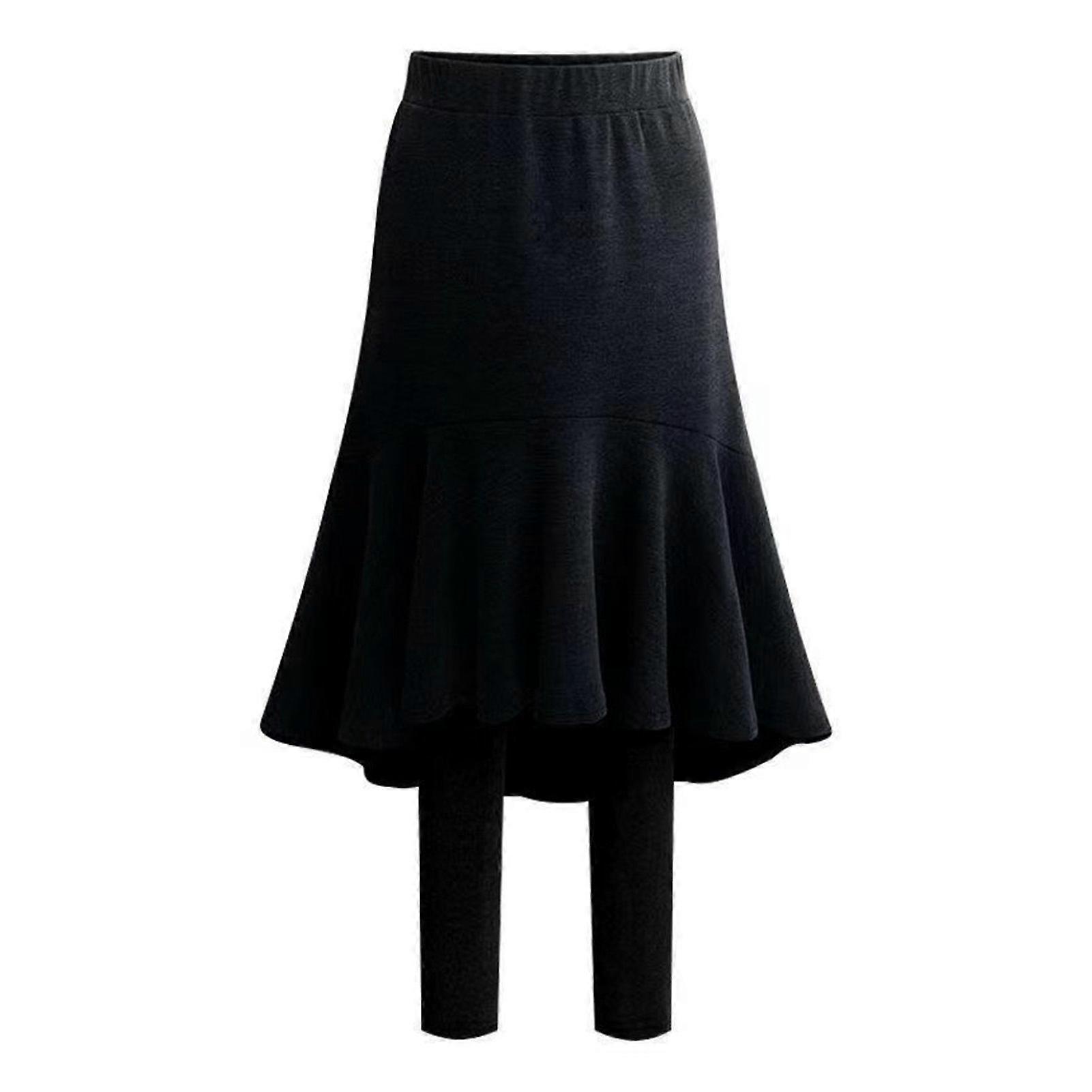 Winter Culottes Elastic High Waist Solid Color Versatile Skirt Leggings Combo Solid Color Thickened