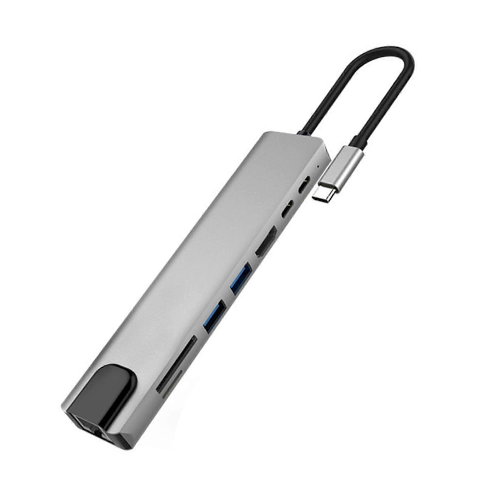 USB C Hub with Ethernet PD100W Charging 4K HDMI and Memory Card Reader for Laptops