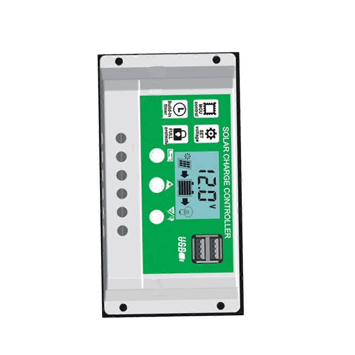 12V/24V Solar Charge Controller with LCD Display, Dual USB Charging, Multi‑Battery Compatibility