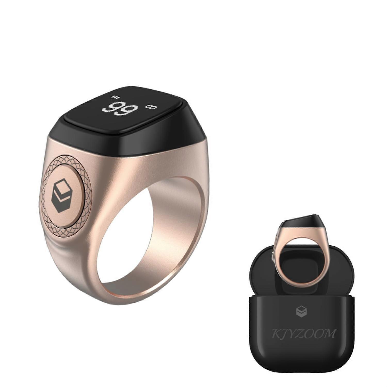 Digital Tasbih Counter Ring with OLED Display, Bluetooth Tracking and Vibration Alerts, Rose Gold 20mm