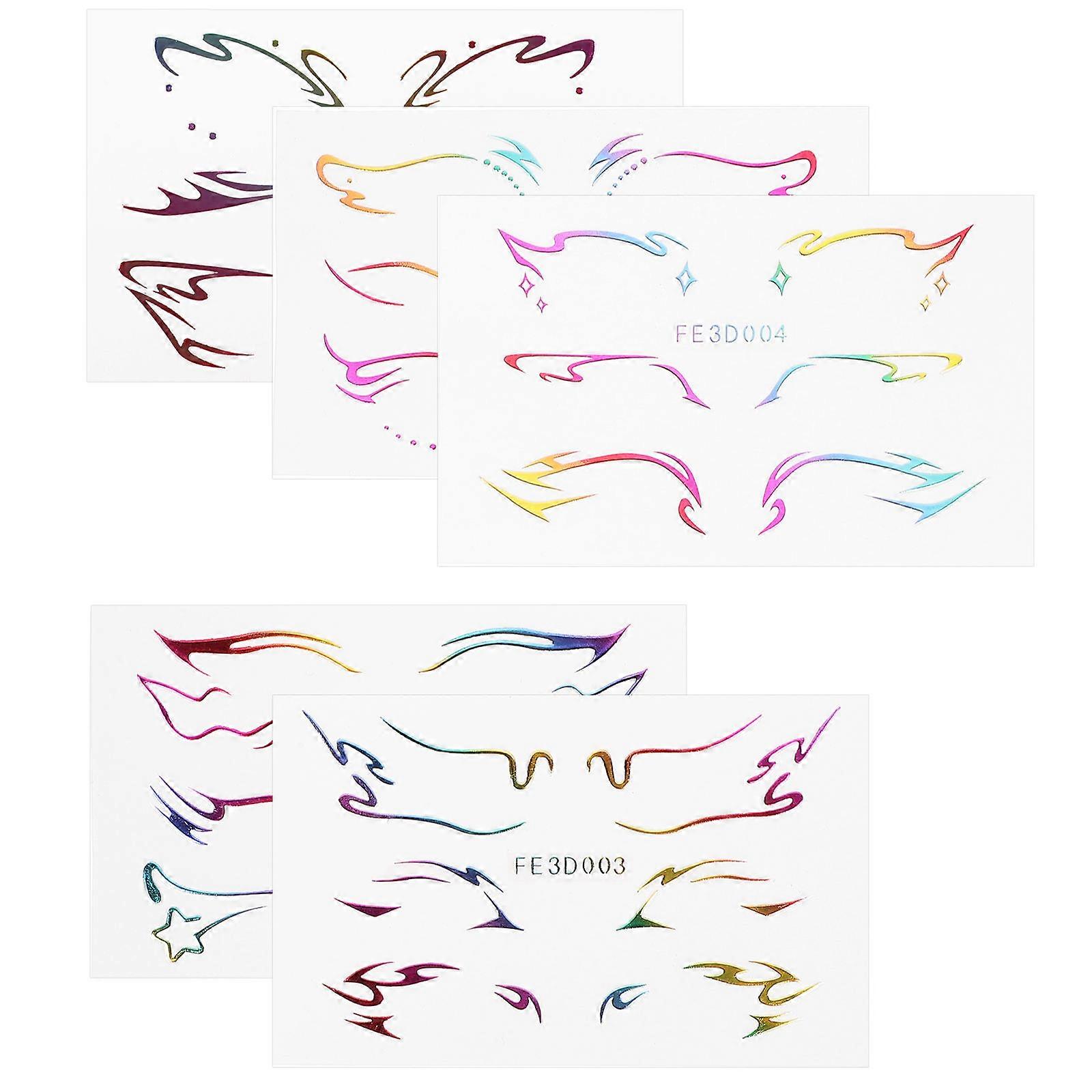 Assorted Color Eyeliner Stickers for Eye Makeup 5 Sheets Temporary Decals