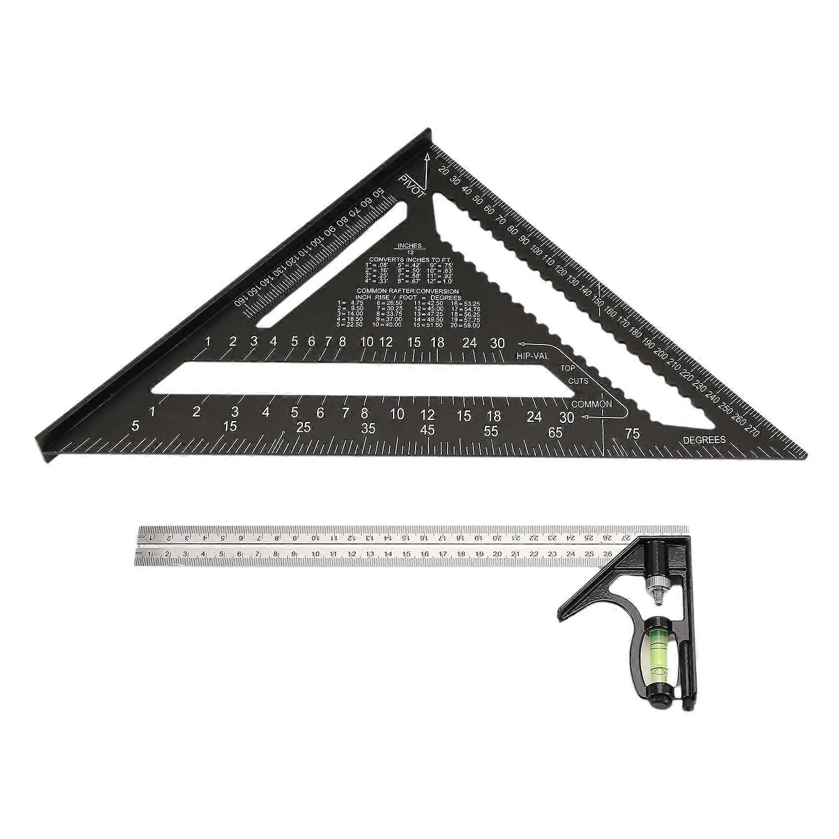 12inch Rafter Square and Combination Triangle Square,Carpenter Square,Woodworking Framing Square,Ruler Protractor Layout