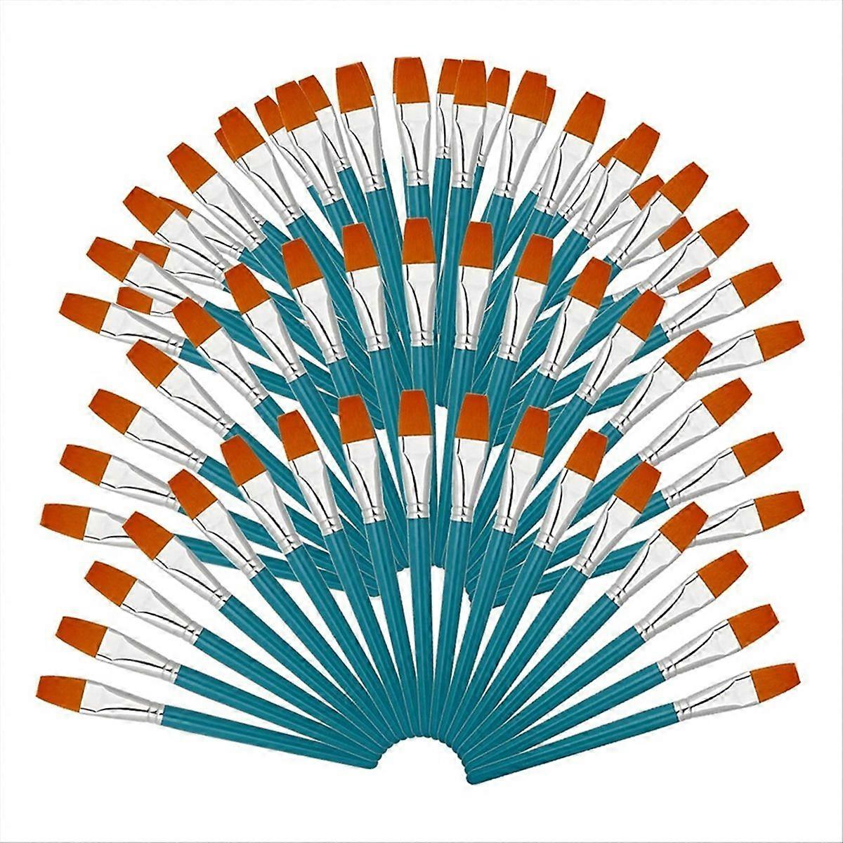 50Pcs Flat Acrylic Paint Brushes, Paint Brushes