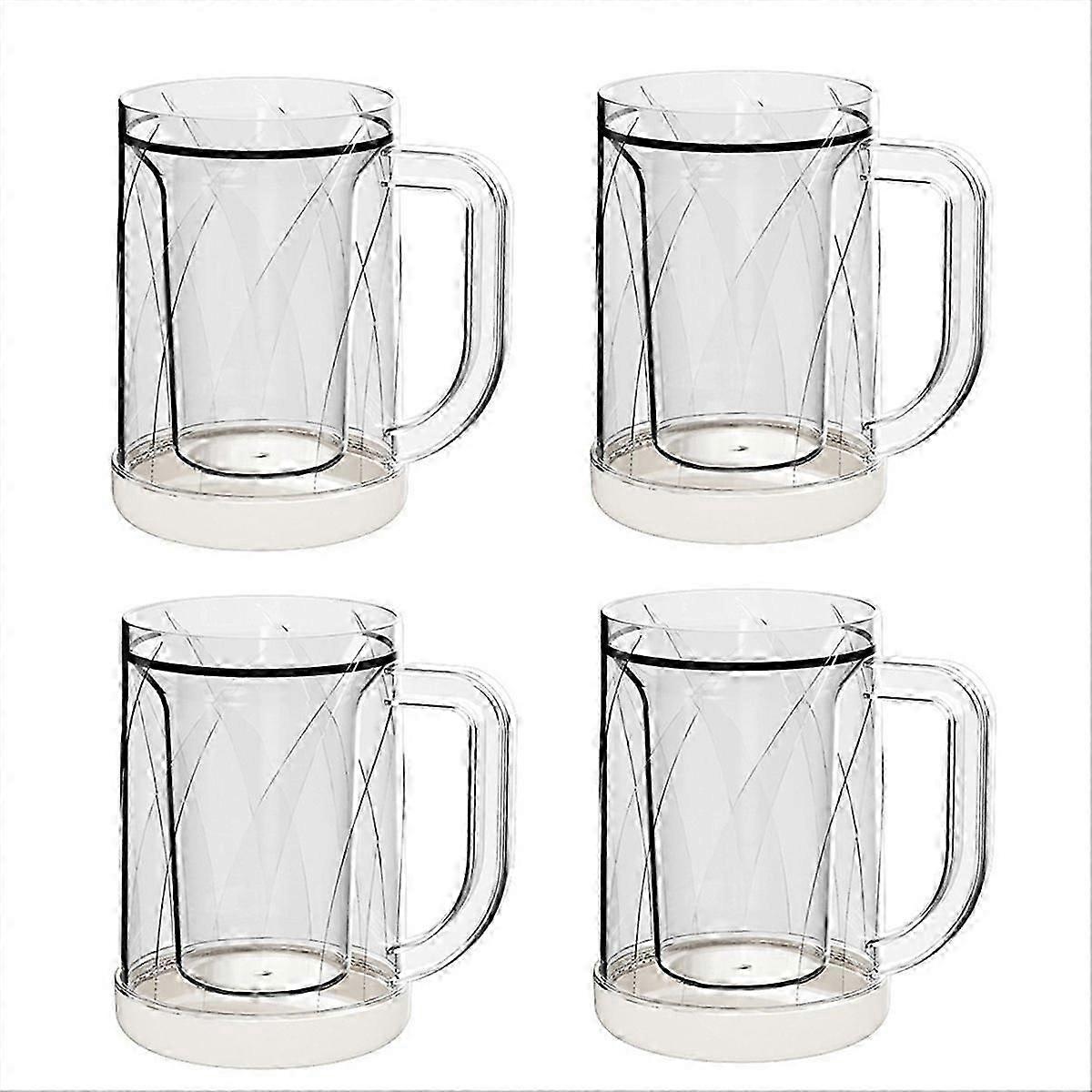 4 Pcs Frozen Beer Mugs for Freezer Double Wall Gel Frosty Mugs