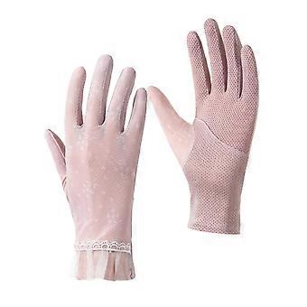 1 paire de moufles de protection solaire pour femmes, compatibles avec les écrans tactiles, respirantes, pour une utilisation quotidienne en extérieur, rose chair