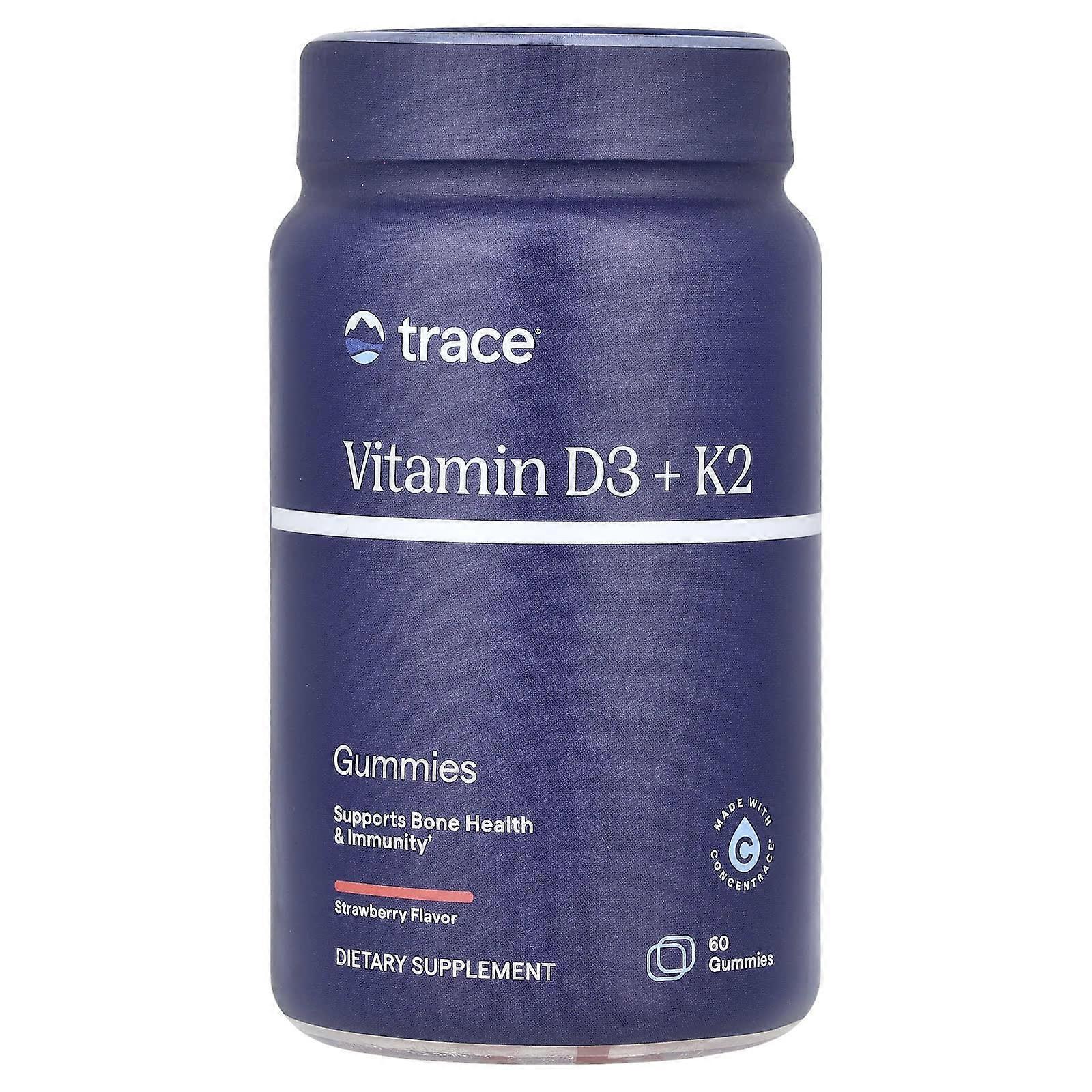 Trace, Vitamin D3 + K2 Gummies, Strawberry, 60 Gummies