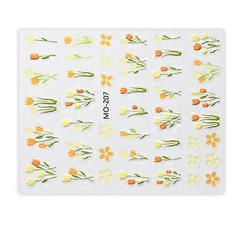 Tulips Nails Art Stickers Nail Decals DIY Manicure Stickers Pink Yellow Flower Nail Stickers Gift for Women and Girls  Yellow