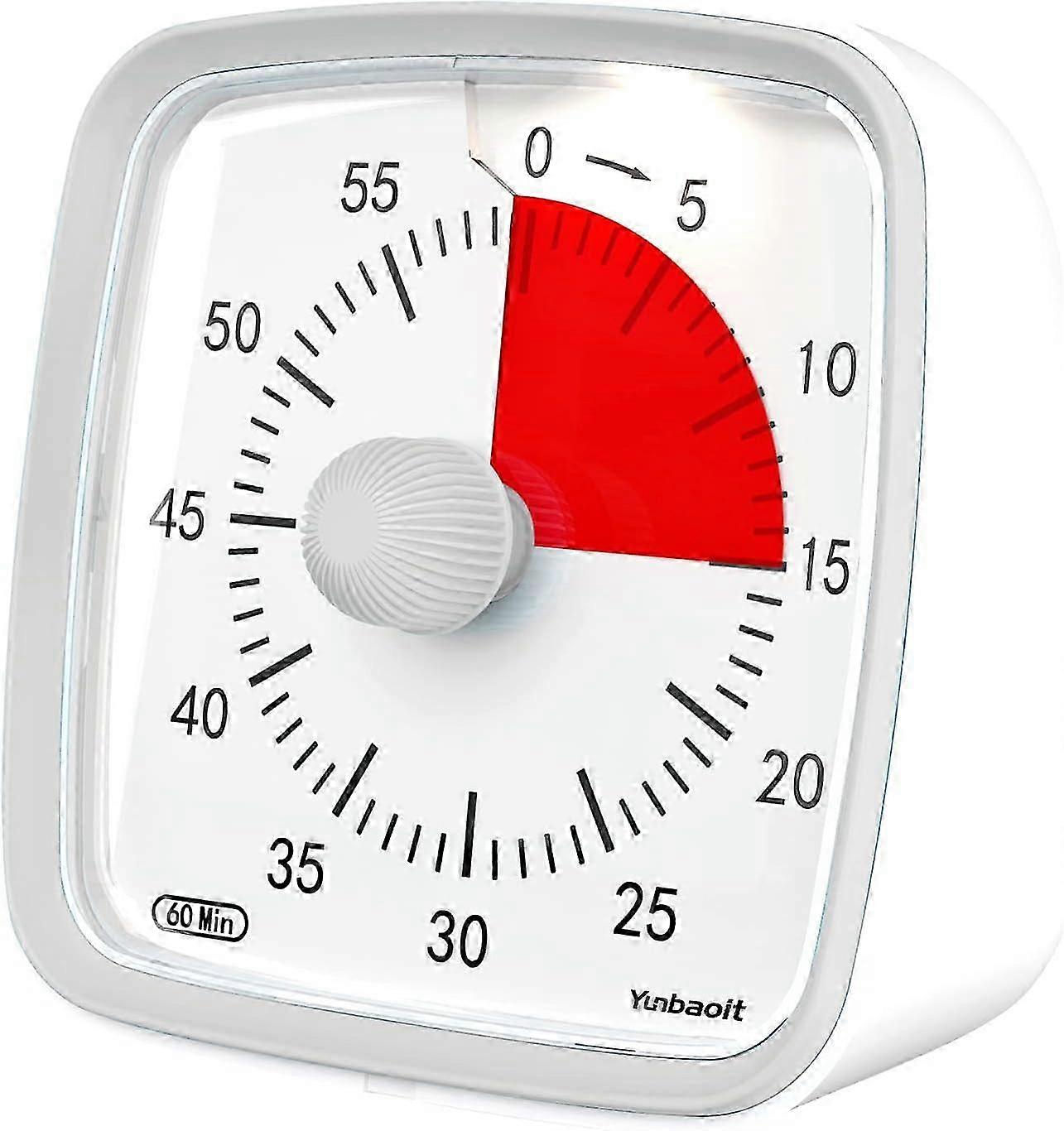 Visual timer with night light, 60-minute countdown, silent classroom timer, school, or workplace, gray
