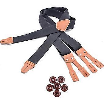 Vintage Mens Leather Suspenders X back Button End Elastic Adjustable Braces for Wedding Groom Trousers Belts Straps