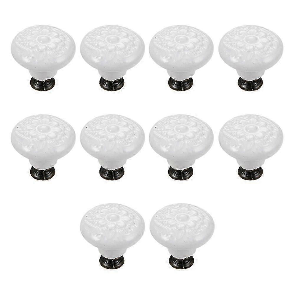 10 Pcs Drawer Pull Handles Round Cabinet Knobs Vintage Ceramic Door Knobs compatible with Closet Cupboard Wardr