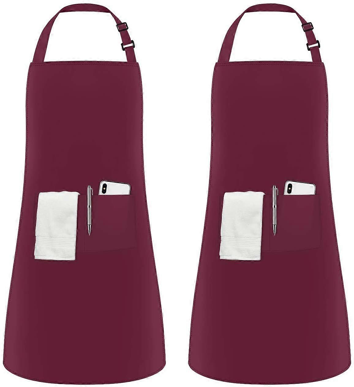 2Pcs Adjustable Apron with 2 Pockets Cooking Apron Kitchen Apron