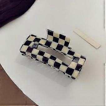 HårKloklämmor Checker Hårklämmor Banan Barrettes Akryl Svart Vit Vintage Jaw Clips Franska Sköldpadda Skal Grepp Stift Tänder Klämma Fast Starkt håll hår