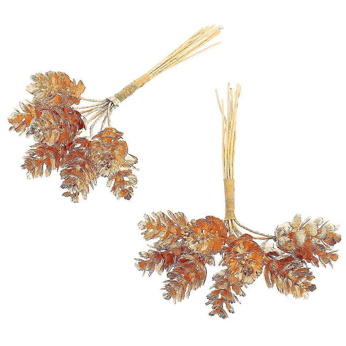 Christmas Pine Picks Decorative Pine Cones with Plastic Material for 2Pcs