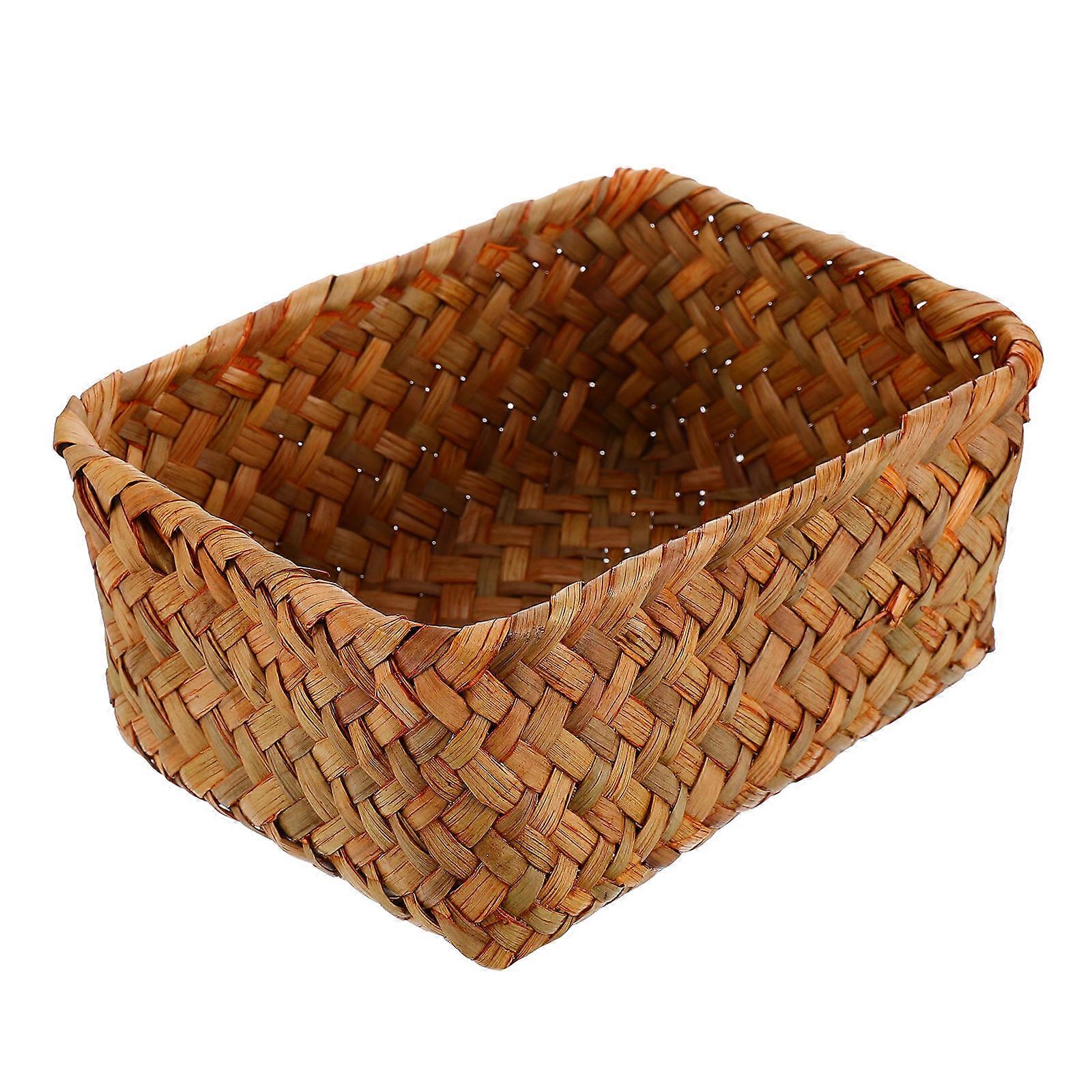 Makeup Pallet Woven Rectangular Basket Bins Woven Desk Container Rustic Table Decor Wicker Storage Baskets