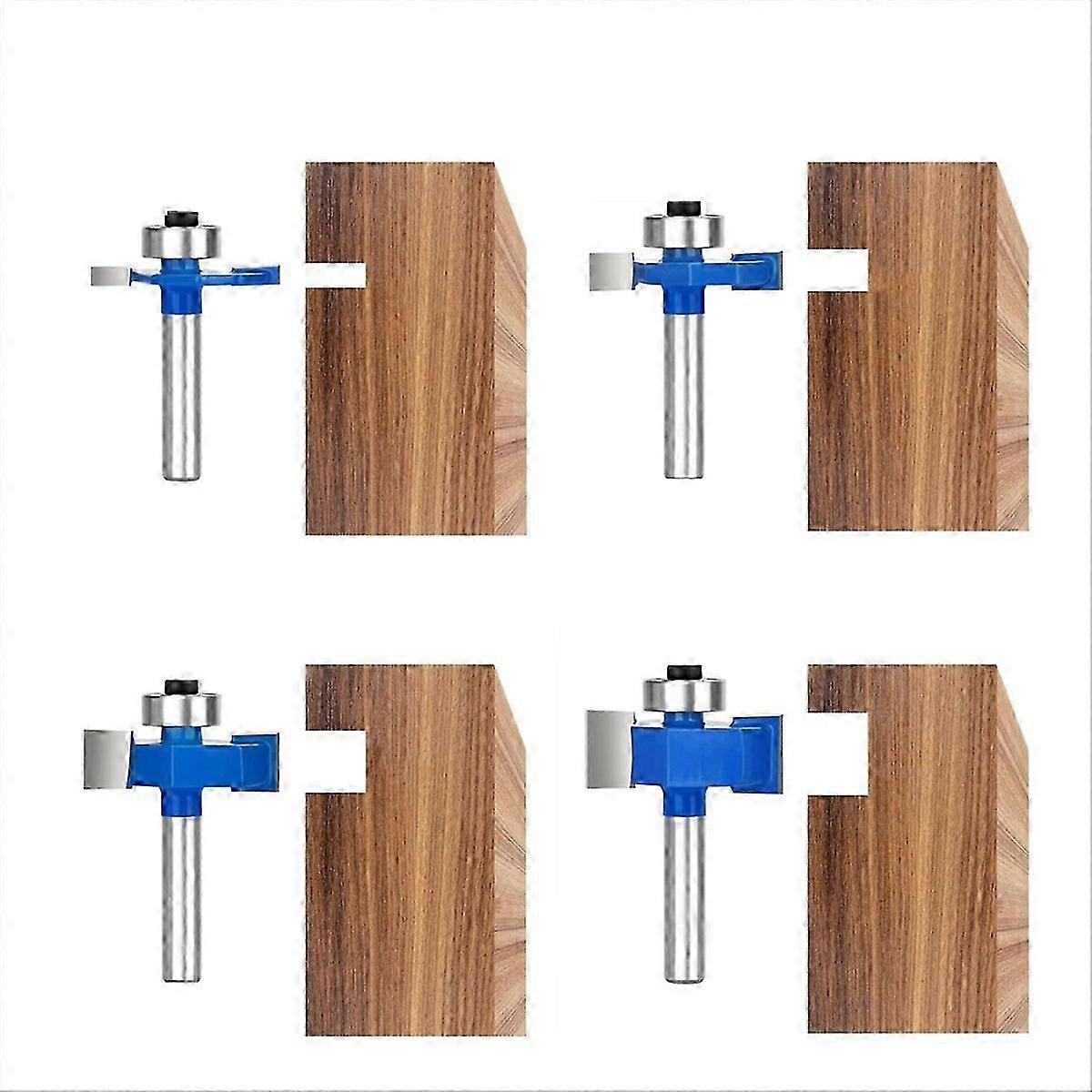 4pcs Router Bits 1/4 Shank with 6 Bearings Set