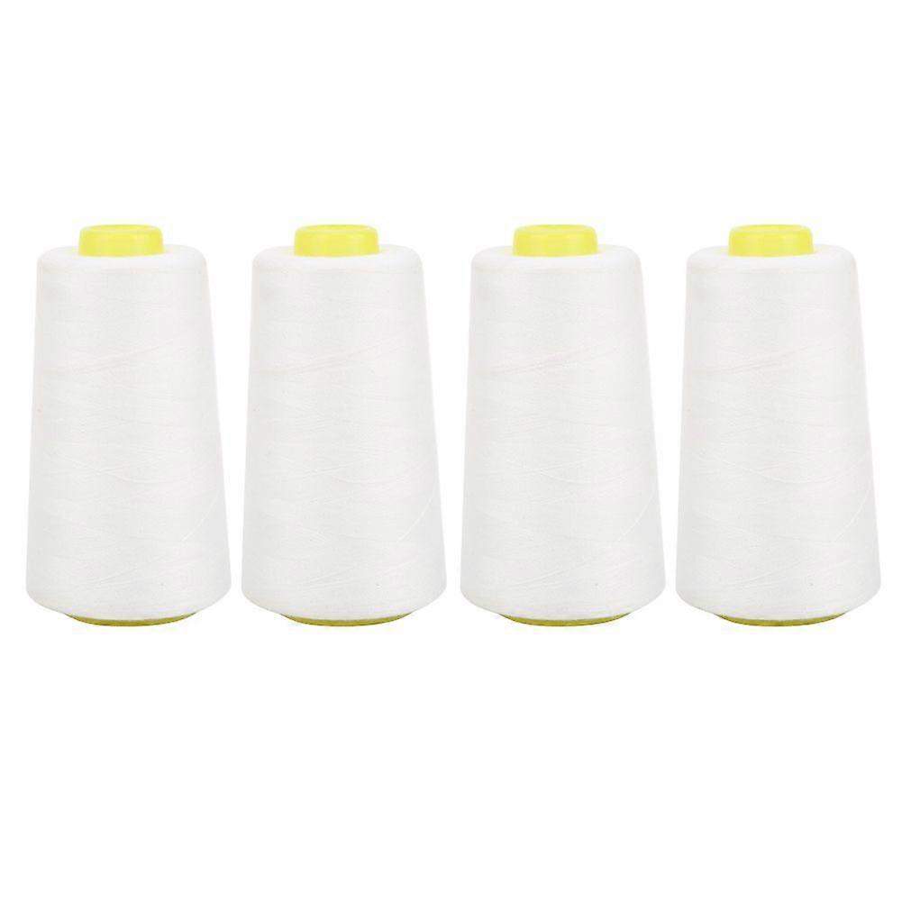 4PCS High Grade Polyester Thread Sewing Machine Accessories Needle Thread 3000 Yards for Clothes(White )